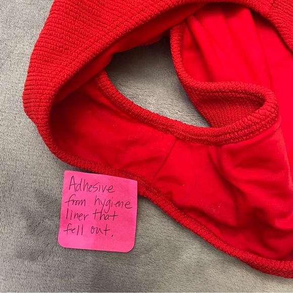 New! Montce Kim NO BELT micro scrunch one piece swimsuit red 10941 - Picture 8 of 10